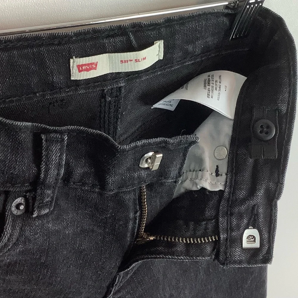 Levi’s 511 Slim Black Wash Straight Leg Denim Jeans Boys Size 7 Regular - Picture 9 of 10